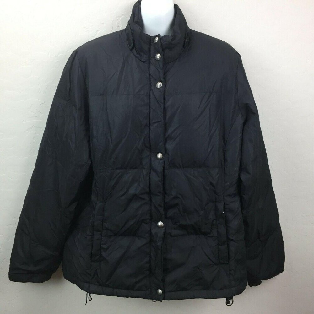 American Eagle Womens Black Duck Down Snap Down Puffy Winter Coat Jacket